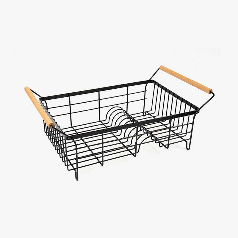 Rak Pengeringan Pinggan Pinggan Keluli Tahan Karat dengan Pemegang Kutleri & Papan Saliran