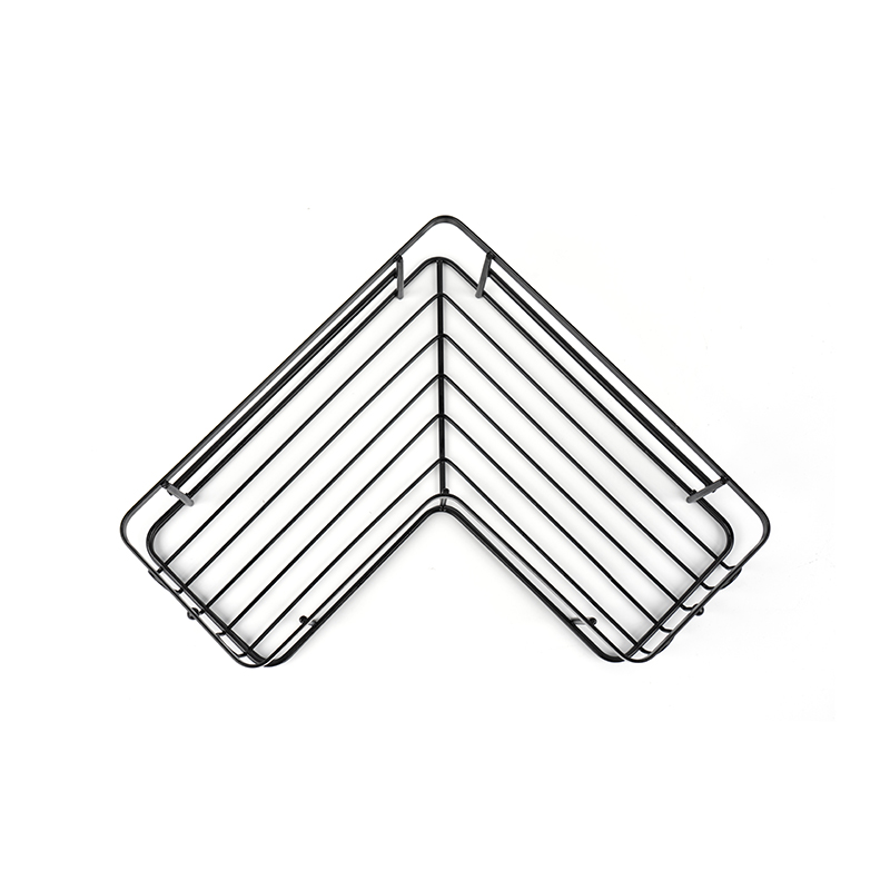 Black Corner Shower Caddy Keluli Tahan Karat Dipasang di Dinding