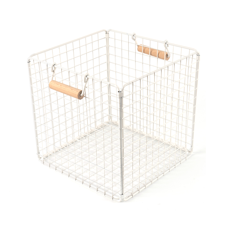 Bakul Penyimpanan Wayar dengan Pemegang Kayu untuk Pantri