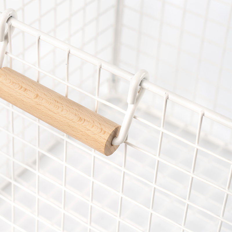 Bakul Penyimpanan Wayar dengan Pemegang Kayu untuk Pantri