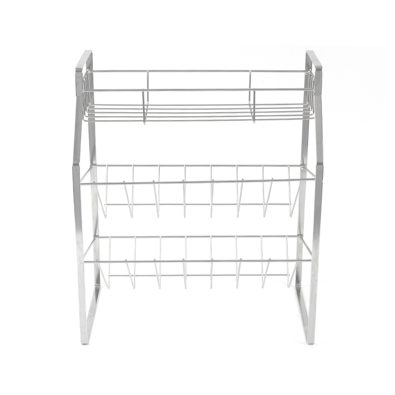 Rak Rempah Hitam 3 Tingkat dengan Lekap di Dinding untuk Dapur