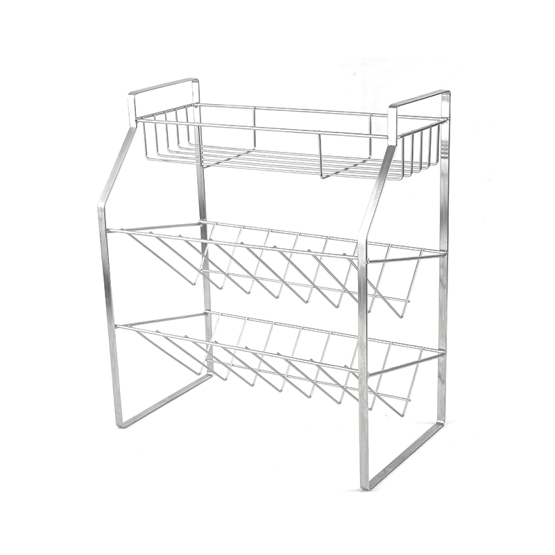 Rak Rempah Hitam 3 Tingkat dengan Lekap di Dinding untuk Dapur