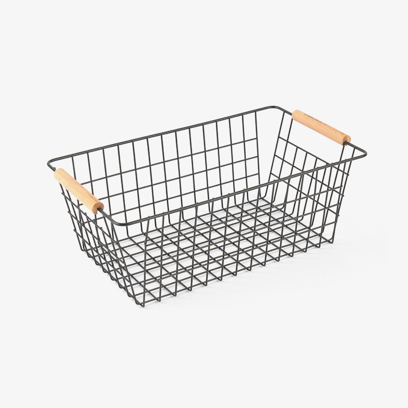 Bakul Penyimpanan Dengan Pemegang Kayu