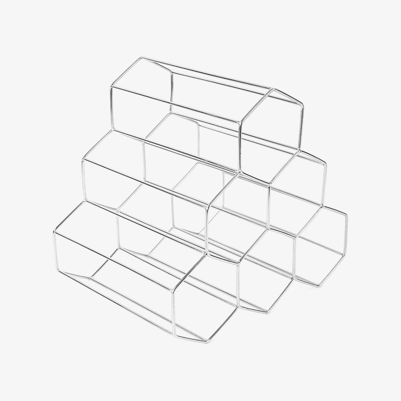 Rak Botol Wain Berdiri Bebas 3 Tingkat untuk Atas Kaunter