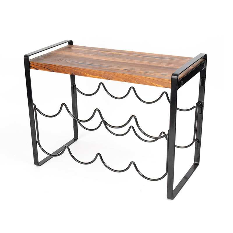 Botol Rak Wain Countertop Kayu Desa Tidak Perlu Dipasang