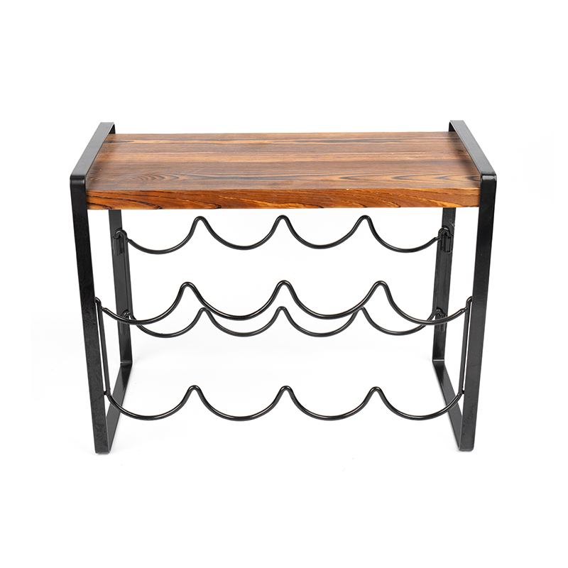 Botol Rak Wain Countertop Kayu Desa Tidak Perlu Dipasang