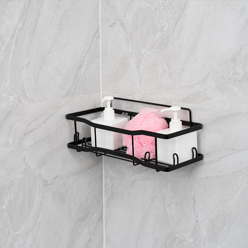 Bakul Penyimpanan Wayar Logam yang Dipasang di Dinding untuk Dapur & Bilik Mandi